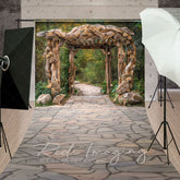 Aperturee - Aperturee Summer Floral Arch Pavilion Forest Path Sweep Backdrop
